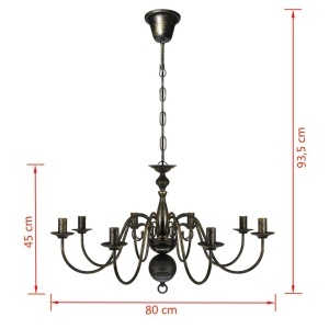 Candelabru negru de metal in stil antic 8 x becuri E14 - Img 7