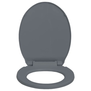 Capac WC cu inchidere silențioasă, eliberare rapidă, gri, oval - Img 4