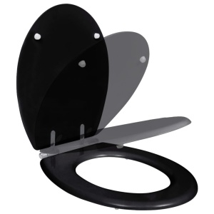 Capac WC cu inchidere silențioasă negru MDF design simplu - Img 2