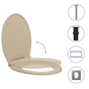 Capac WC inchidere silențioasă, eliberare rapidă, bej, oval - Img 2