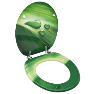 Capac WC, MDF, verde, model picătură de apă