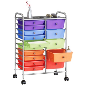 Cărucior depozitare mobil cu 15 sertare XXL multicolor plastic - Img 2