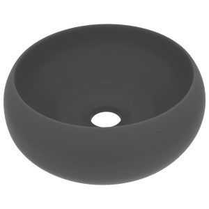 Chiuvetă baie lux, gri inchis mat, 40x15 cm, ceramică, rotund - Img 2