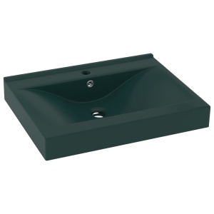 Chiuvetă baie lux, orificiu robinet verde mat 60x46 cm ceramică - Img 2