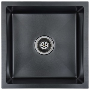 Chiuvetă bucătărie lucrată manual cu sită negru oțel inoxidabil - Img 2