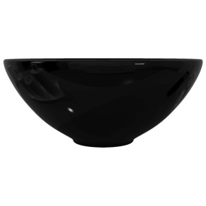 Chiuvetă ceramică pentru baie, rotundă, neagră - Img 4
