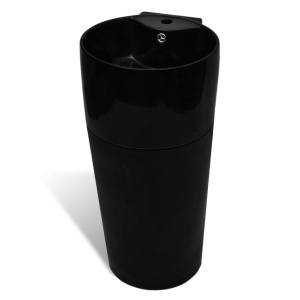 Chiuvetă ceramică verticală rotundă baie bazin/Gaură scurgere, negru - Img 2