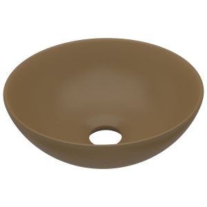 Chiuvetă de baie, crem mat, ceramică, rotund - Img 2