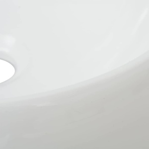 Chiuvetă de baie cu robinet mixer, ceramică, rotund, alb - Img 3
