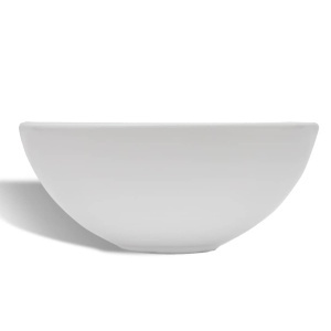 Chiuvetă de baie cu robinet mixer, ceramică, rotund, alb - Img 8