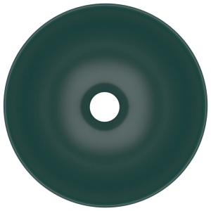 Chiuvetă de baie, verde inchis, ceramică, rotund - Img 4