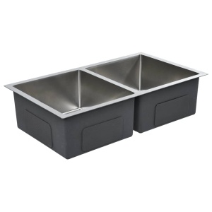 Chiuvetă de bucătărie lucrată manual cu sită, oțel inoxidabil - Img 4