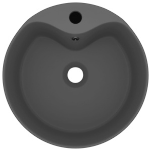 Chiuvetă de lux cu preaplin, gri inchis mat, 36x13 cm, ceramică - Img 3