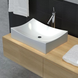 Chiuvetă din ceramică pentru baie high gloss, Alb