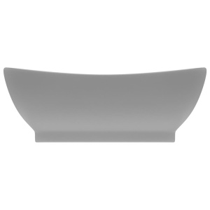 Chiuvetă lux cu preaplin gri deschis mat 58,5x39cm ceramic oval - Img 3