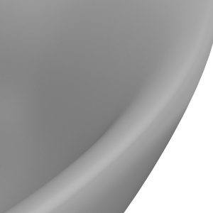 Chiuvetă lux cu preaplin gri deschis mat 58,5x39cm ceramic oval - Img 7