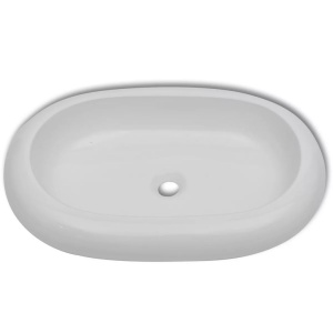 Chiuvetă ovală pentru baie din ceramică, Alb - Img 4