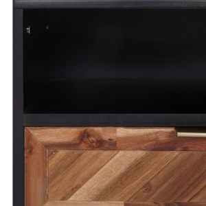 Comodă TV, 100 x 35 x 45 cm, lemn masiv de acacia și MDF - Img 6
