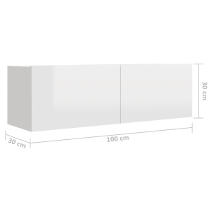 Comodă TV, alb extralucios, 100 x 30 x 30 cm, PAL - Img 7