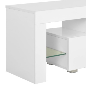 Comodă TV cu lumini LED, alb extralucios, 130x35x45 cm - Img 7