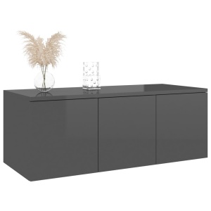 Comodă TV, gri extralucios, 80 x 34 x 30 cm, PAL - Img 4