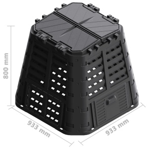 Compostor de grădină, negru, 93,3x93,3x80 cm, 480 L - Img 9