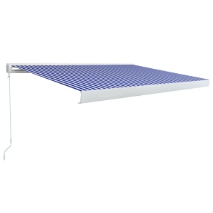 Copertină manuală tip casetă, albastru și alb, 350 x 250 cm - Img 2