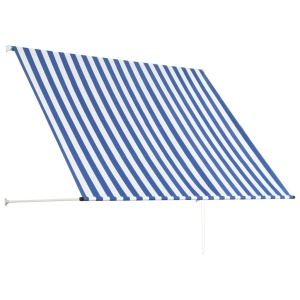 Copertină retractabilă, albastru și alb, 200 x 150 cm - Img 8