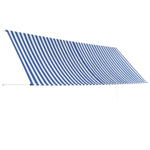 Copertină retractabilă, albastru și alb, 400 x 150 cm - Img 4