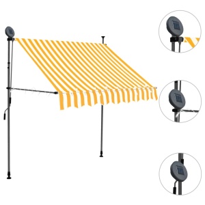Copertină retractabilă manual cu LED, alb &amp; portocaliu, 100 cm - Img 3