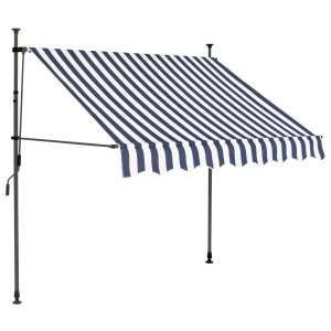 Copertină retractabilă manual cu LED, albastru & alb, 150 cm - Img 2