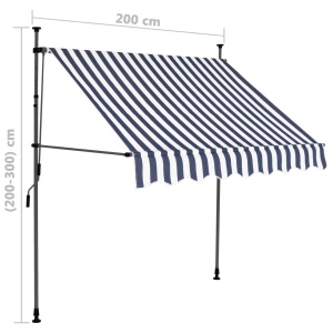 Copertină retractabilă manual cu LED, albastru & alb, 200 cm - Img 7