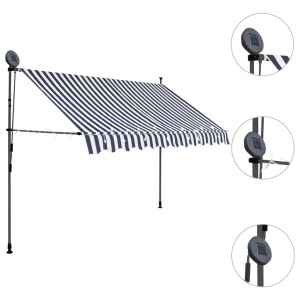 Copertină retractabilă manual cu LED, albastru & alb, 300 cm - Img 3