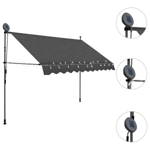 Copertină retractabilă manual cu LED, antracit, 250 cm - Img 3