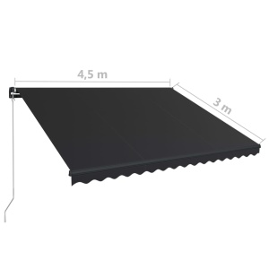 Copertină retractabilă manual cu LED, antracit, 450 x 300 cm - Img 10