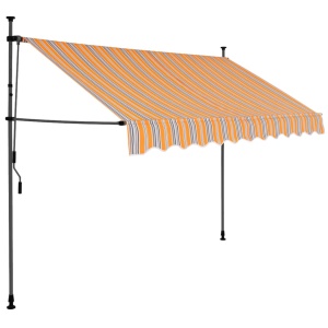 Copertină retractabilă manual cu LED, galben &amp; albastru, 300 cm - Img 2