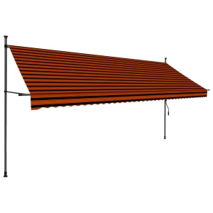 Copertină retractabilă manual cu LED, portocaliu &amp; maro, 400 cm - Img 2
