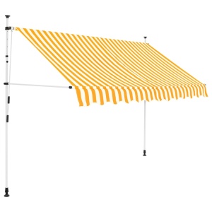 Copertină retractabilă manual, dungi galben și alb, 300 cm