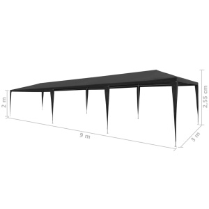 Cort de petrecere, antracit, 3 x 9 m, PE - Img 5