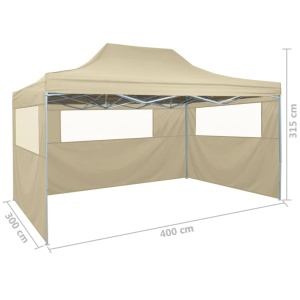 Cort de petrecere pliabil cu 3 pereți, crem, 3 x 4 m, oțel - Img 9