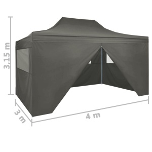 Cort de petrecere pliabil cu 4 pereți, antracit, 3 x 4 m, oțel - Img 11