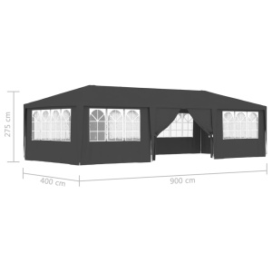 Cort petrecere profesional pereți laterali antracit 4x9m 90g/m² - Img 9
