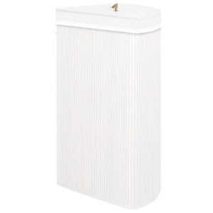 Coș de rufe din bambus de colț, alb, 60 L - Img 8