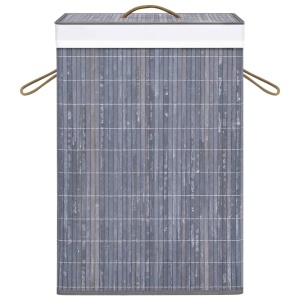 Coș de rufe din bambus, gri, 72 L - Img 4