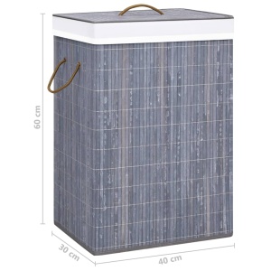Coș de rufe din bambus, gri, 72 L - Img 7
