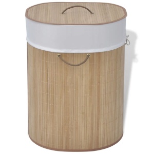 Coș de rufe din bambus, natural, oval