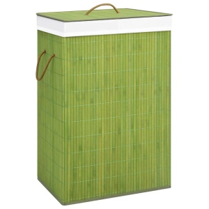 Coș de rufe din bambus, verde, 72 L