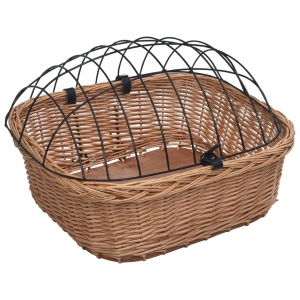 Coș frontal bicicletă cu capac, 50x45x35 cm, salcie naturală - Img 4
