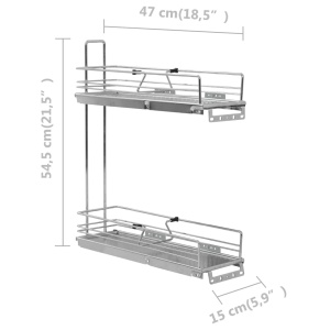 Coș sârmă bucătărie retractabil 2 rafturi argintiu 47x15x54,5cm - Img 7