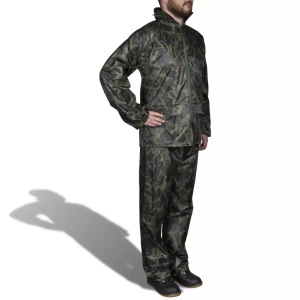 Costum ploaie bărbați 2 piese cu glugă Camuflaj XXL